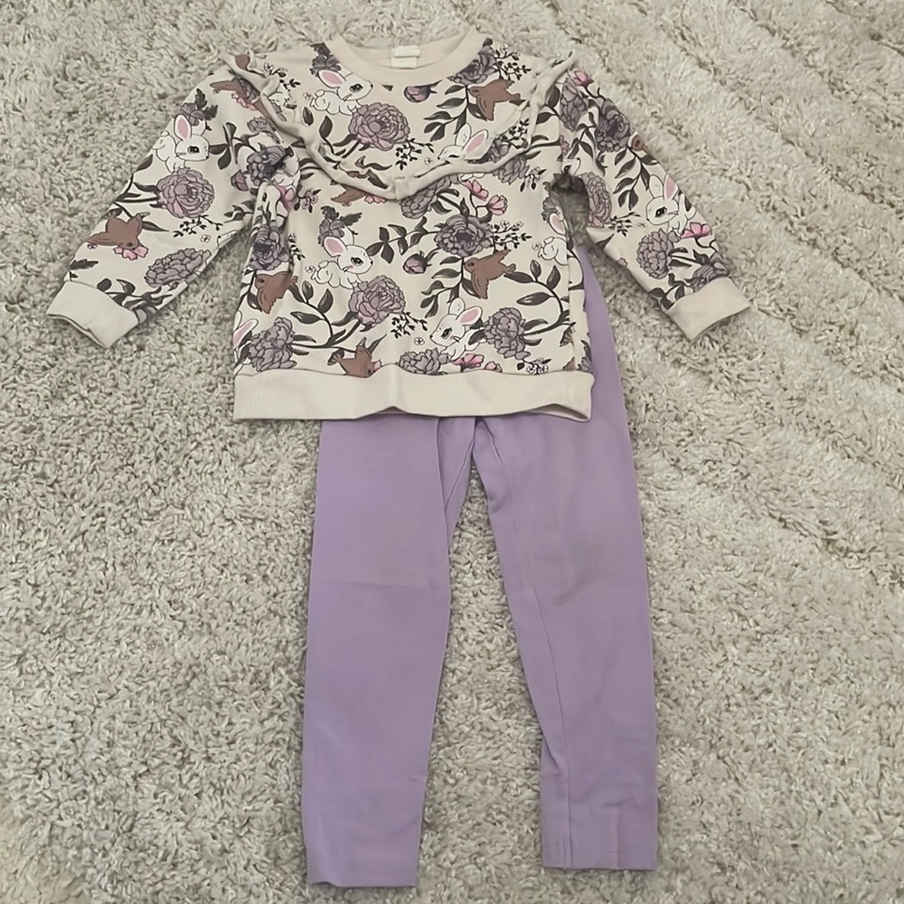 H&M Ruffled Sweatshirt & Carter’s Leggings - Picture 1 of 7